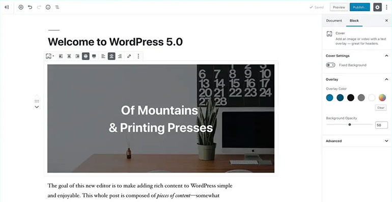 Welcome to WordPress 5.0
